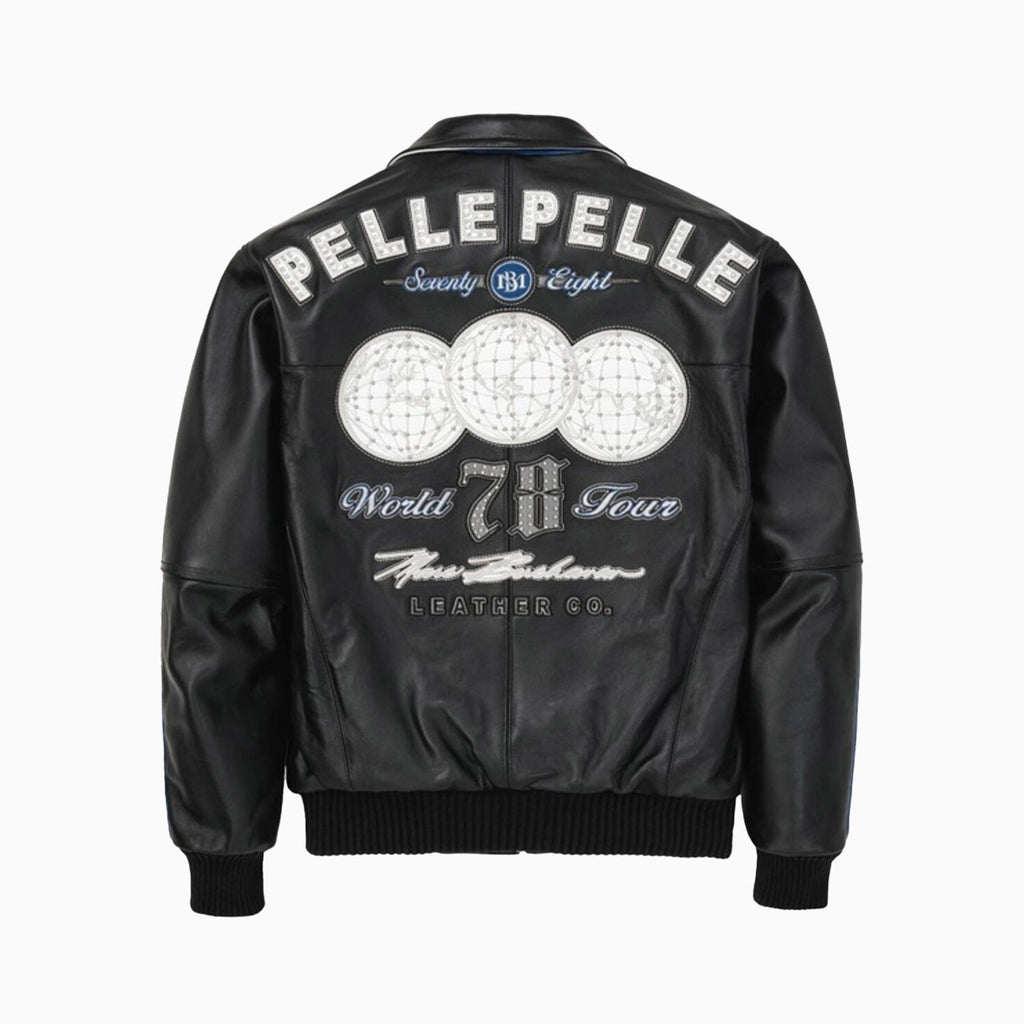 Chaqueta de cuero de peluche para hombre World Tour
