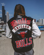 Chaqueta universitaria de cuero de los Chicago Bulls para hombre