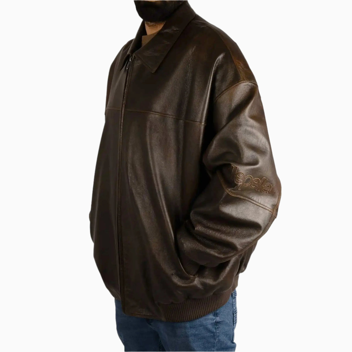 Chaqueta de cuero envejecido lijado para hombre