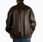 Chaqueta de cuero envejecido lijado para hombre