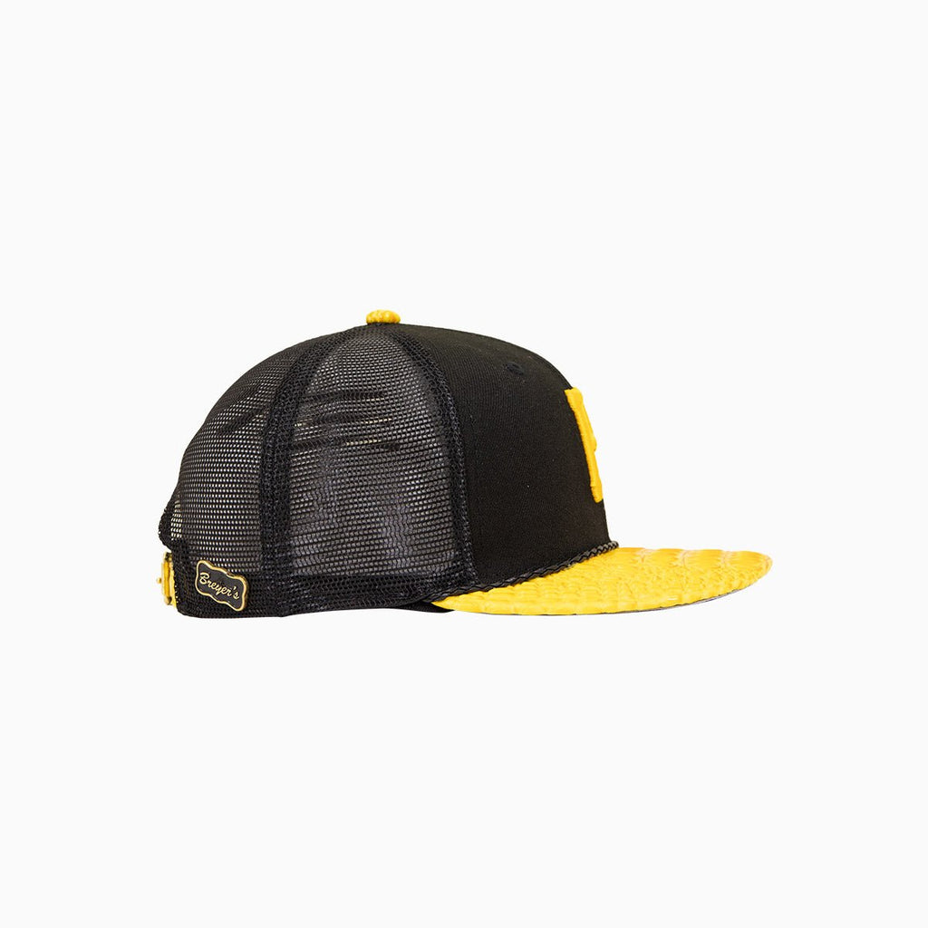 Gorra de camionero de los Pittsburgh Pirates de Breyer's Buck 50 con visera de cuero