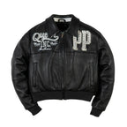 Chaqueta corta de cuero Pelle Queen para mujer