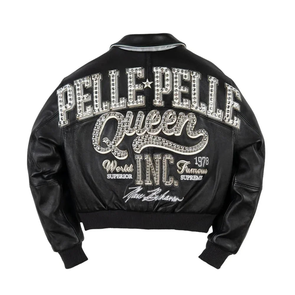Chaqueta corta de cuero Pelle Queen para mujer