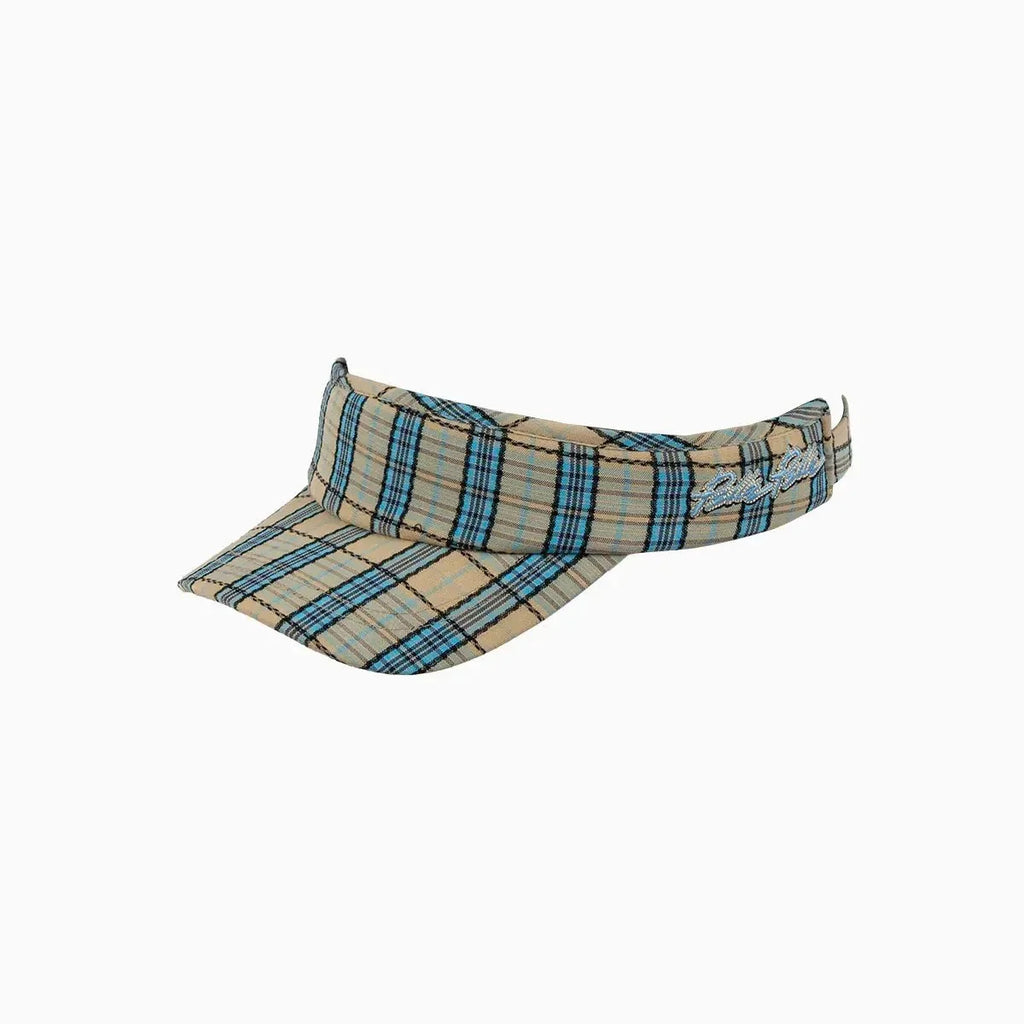 Classic Khaki Blue Tartan Adjustable Sports Visor