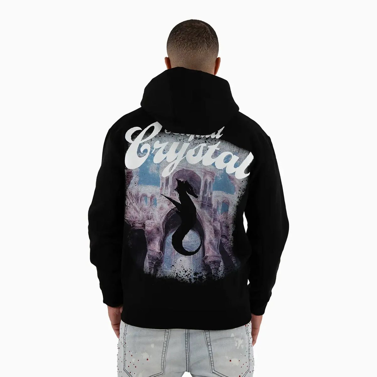 Men's LC Rhine Stone Sea Horses Hoodie