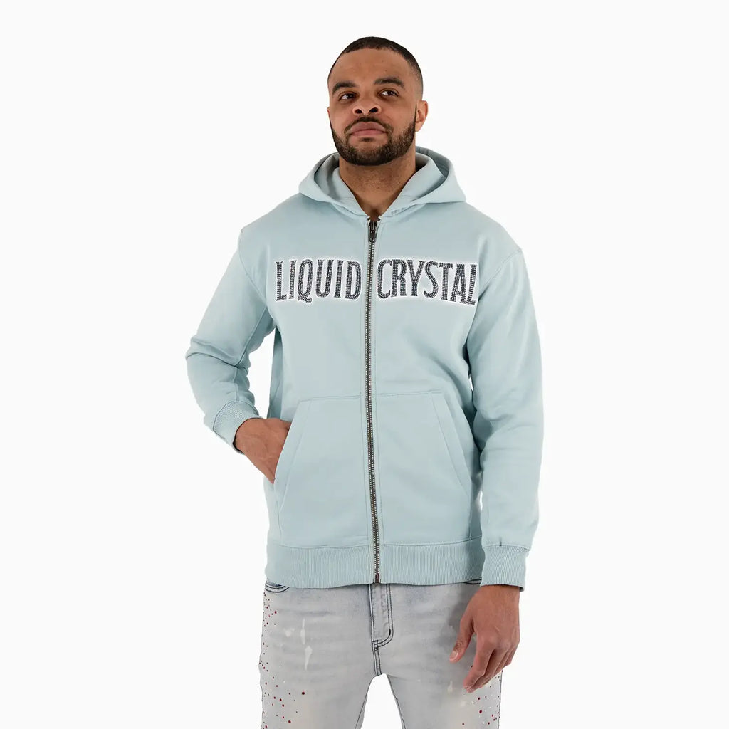Sudadera con capucha de hombre con cristales líquidos y pedrería