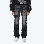 Women's High Rise Rhinestone Stacked Jeans Pant
