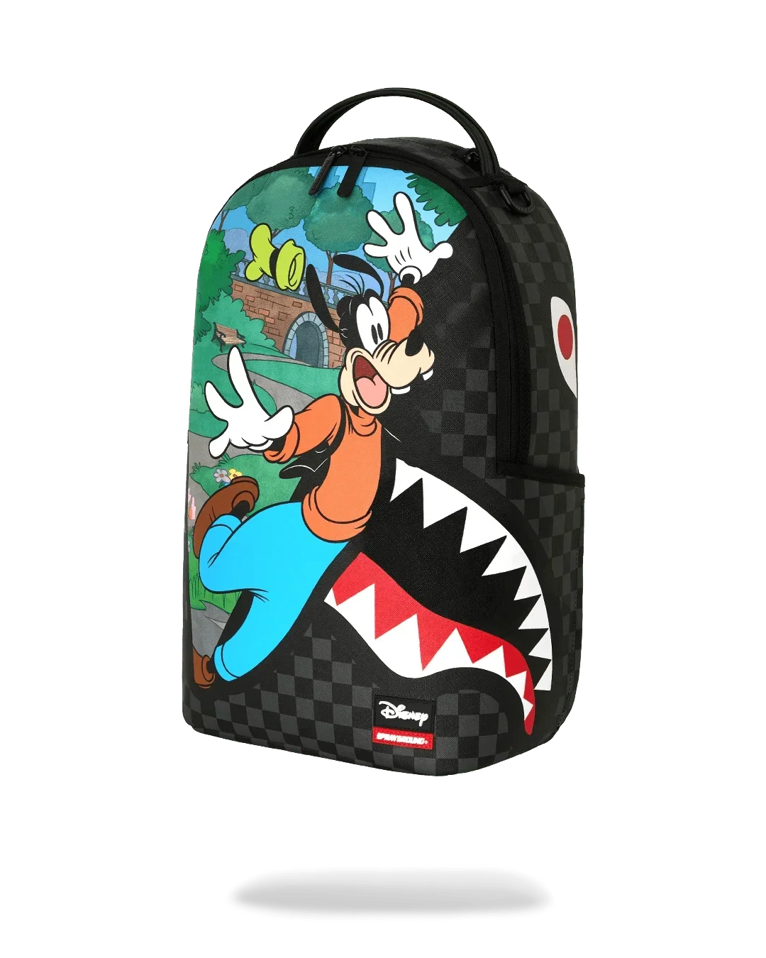 Mochila de Goofy de Disney haciendo tonterías