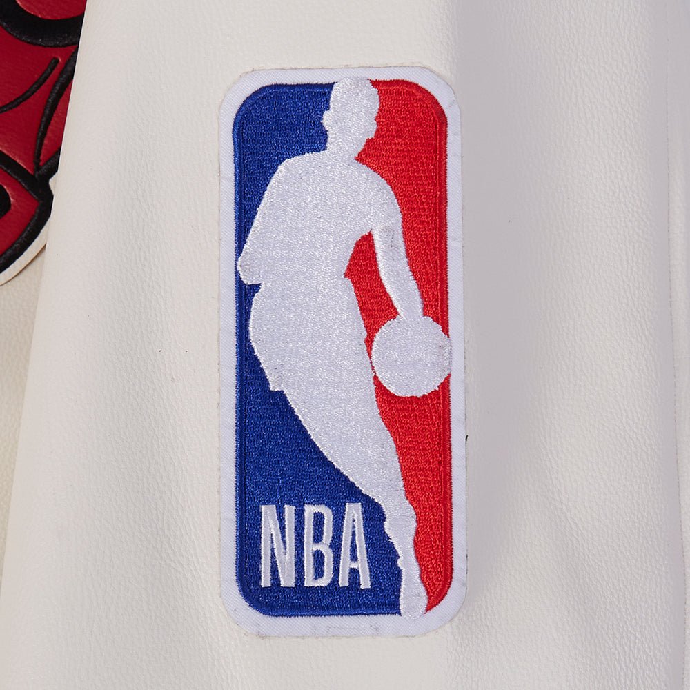 Chaqueta universitaria de cuero de los Chicago Bulls de la NBA para hombre