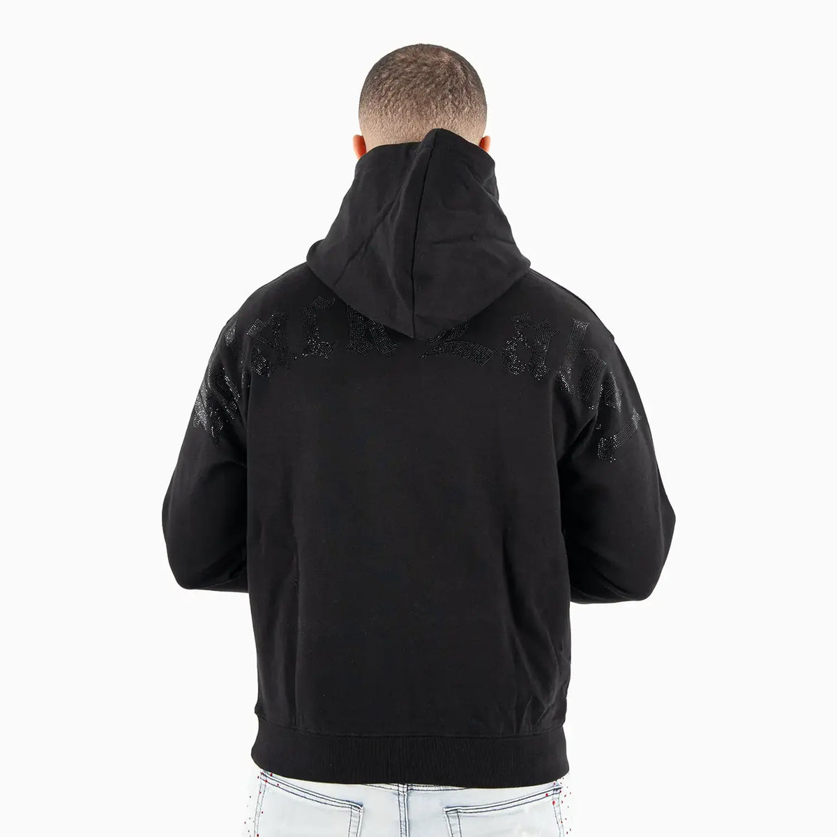 Men's B Logo Rhinestone Pull Over Hoodie