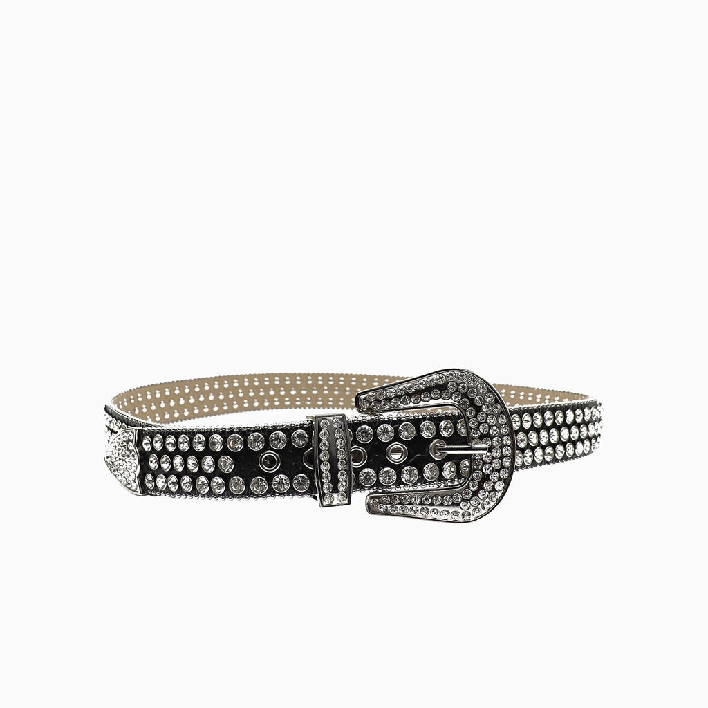 Dna Premium Belt Black Snake Skin With Silver Stones