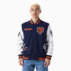 Chaqueta universitaria de lana con punto acanalado para hombre de los Chicago Bears