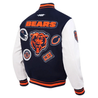 Chaqueta universitaria de lana con punto acanalado para hombre de los Chicago Bears