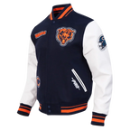 Chaqueta universitaria de lana con punto acanalado para hombre de los Chicago Bears