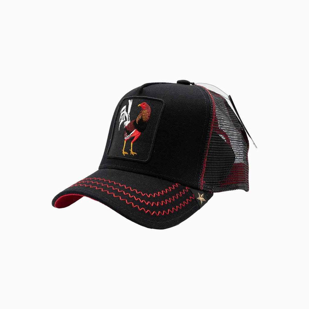 La casquette de routier Rooster noire et rouge