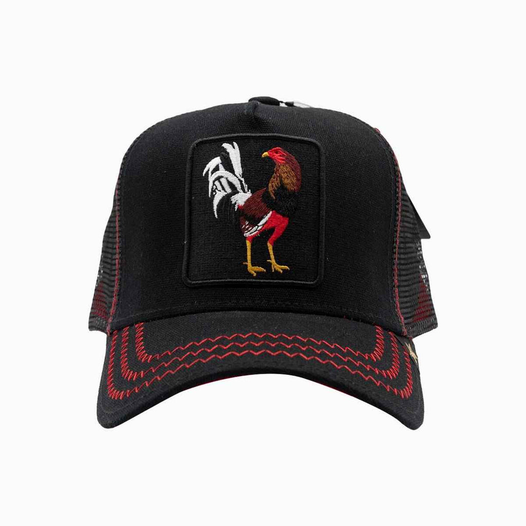 La casquette de routier Rooster noire et rouge