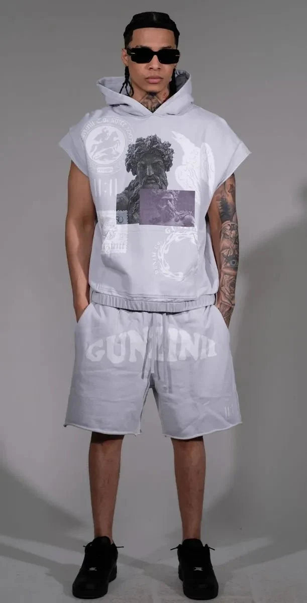 Conjunto de sudadera sin mangas y pantalones cortos para hombre