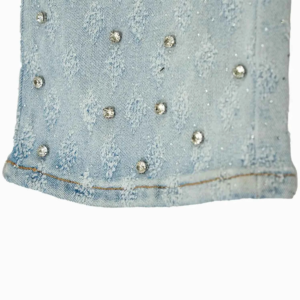 Women's Stacked King Rhinestone Denim Pant