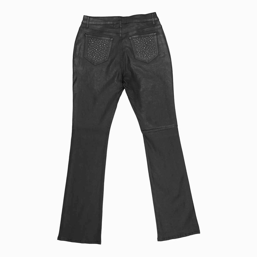 Women's Rhinestone Stacked Coated Jean Pant
