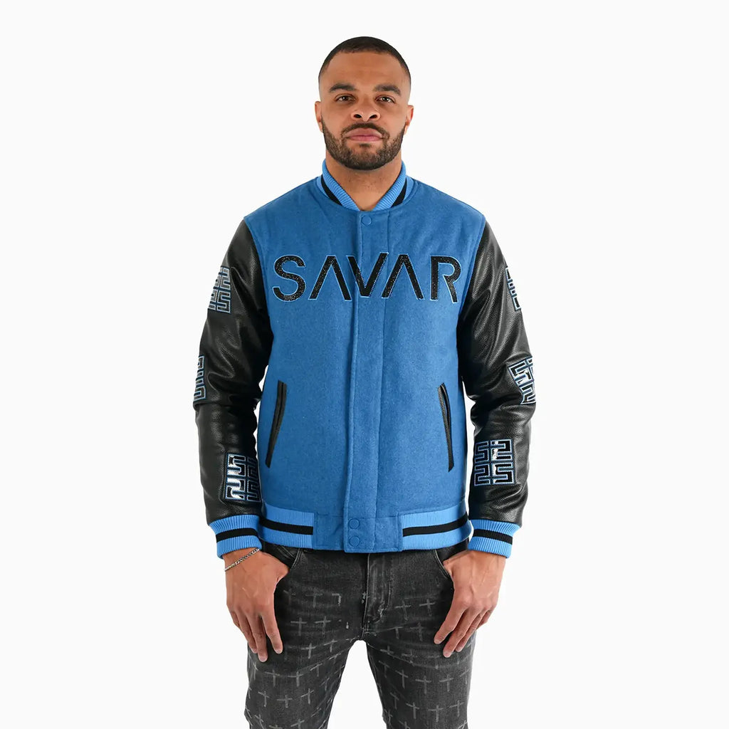 Chaqueta universitaria de lana reflectante para hombre