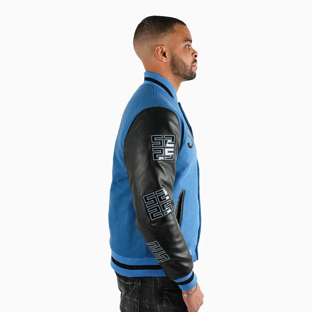 Chaqueta universitaria de lana reflectante para hombre