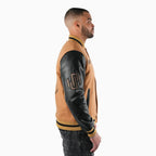 Chaqueta universitaria de lana desgastada para hombre