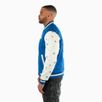 Chaqueta universitaria de lana desgastada para hombre