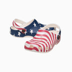 Zapatillas clásicas de zueco con la bandera estadounidense para niños