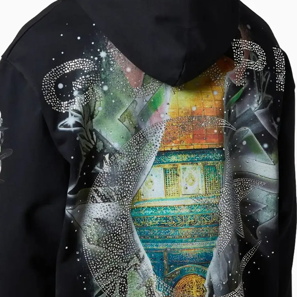 Hoodie noir "Free Palestine" pour hommes
