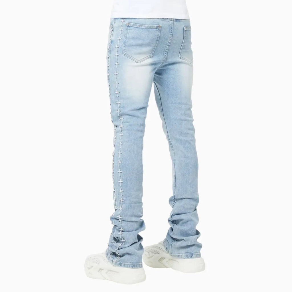 Pantalones de mezclilla adornados con cruces para hombre