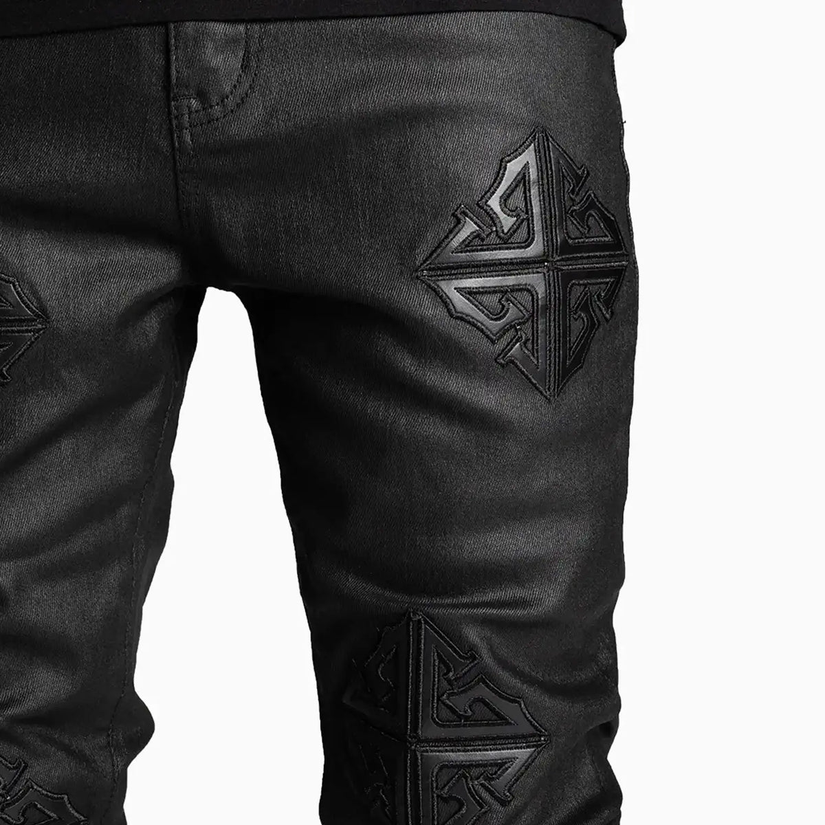 Pantalones de mezclilla apilados Obsidian Black Icon para hombre
