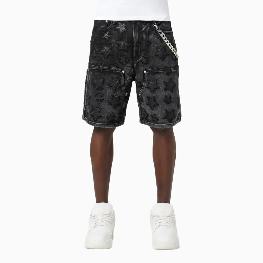 Men's Obsidian Black Stars Denim Shorts