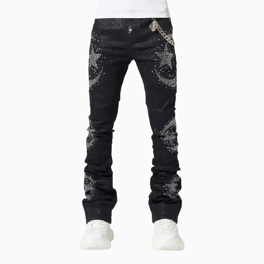 Pantalón vaquero de caligrafía encerado para hombre