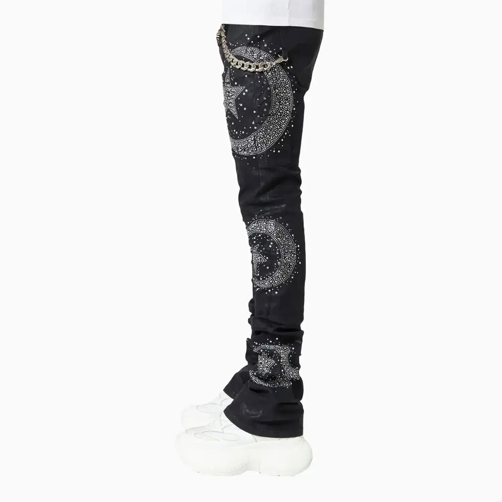 Pantalón vaquero de caligrafía encerado para hombre