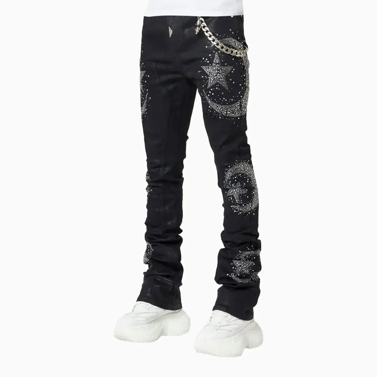 Pantalón vaquero de caligrafía encerado para hombre