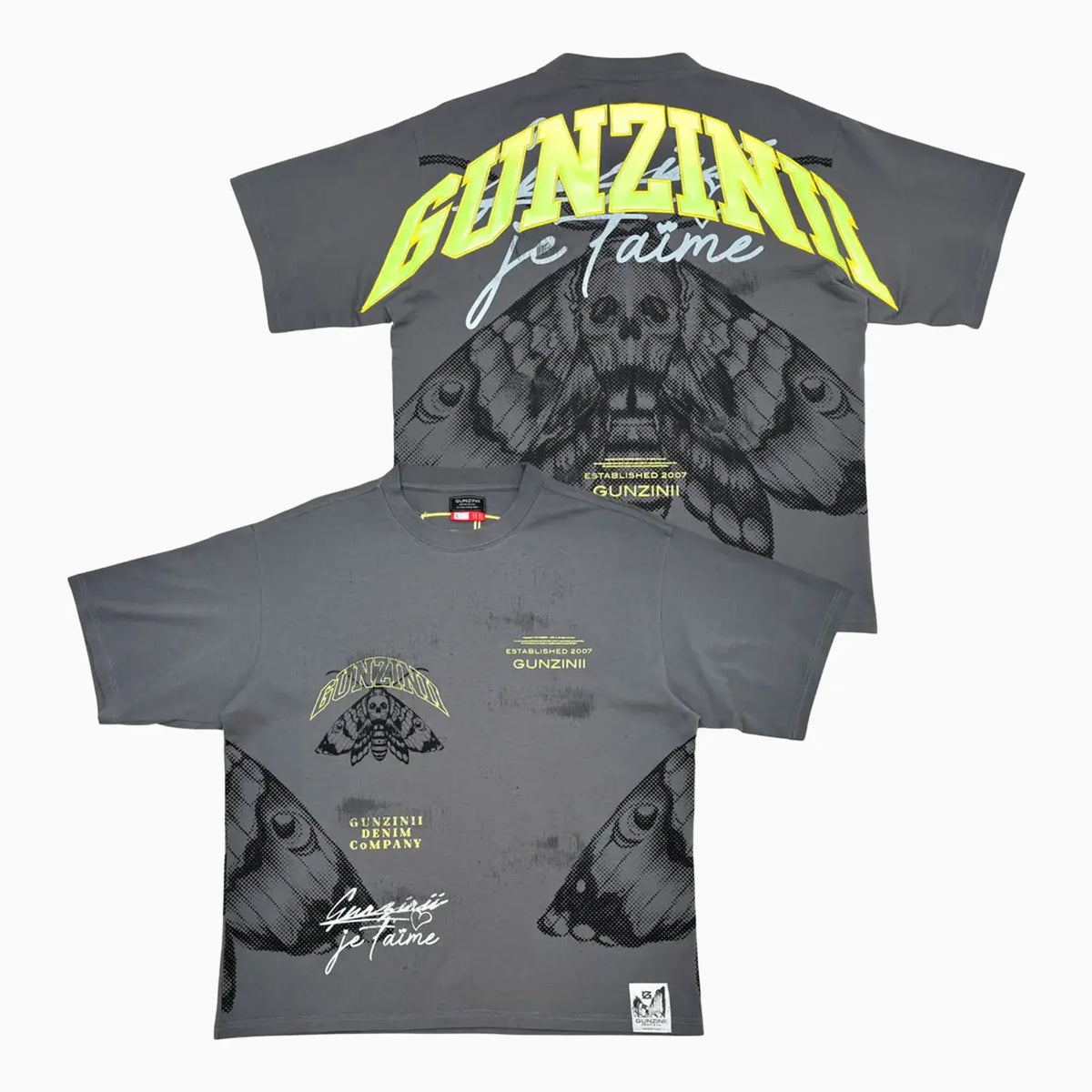 Men's Graphic Moth Print Oversized Streetwear T-Shirt