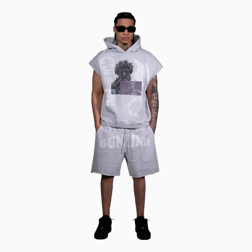 Conjunto de sudadera sin mangas y pantalones cortos para hombre