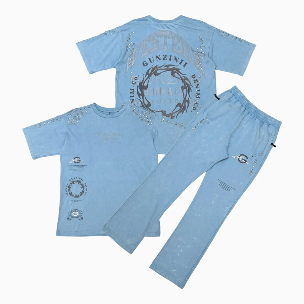 Conjunto de jogger con gráficos y tachuelas para hombre