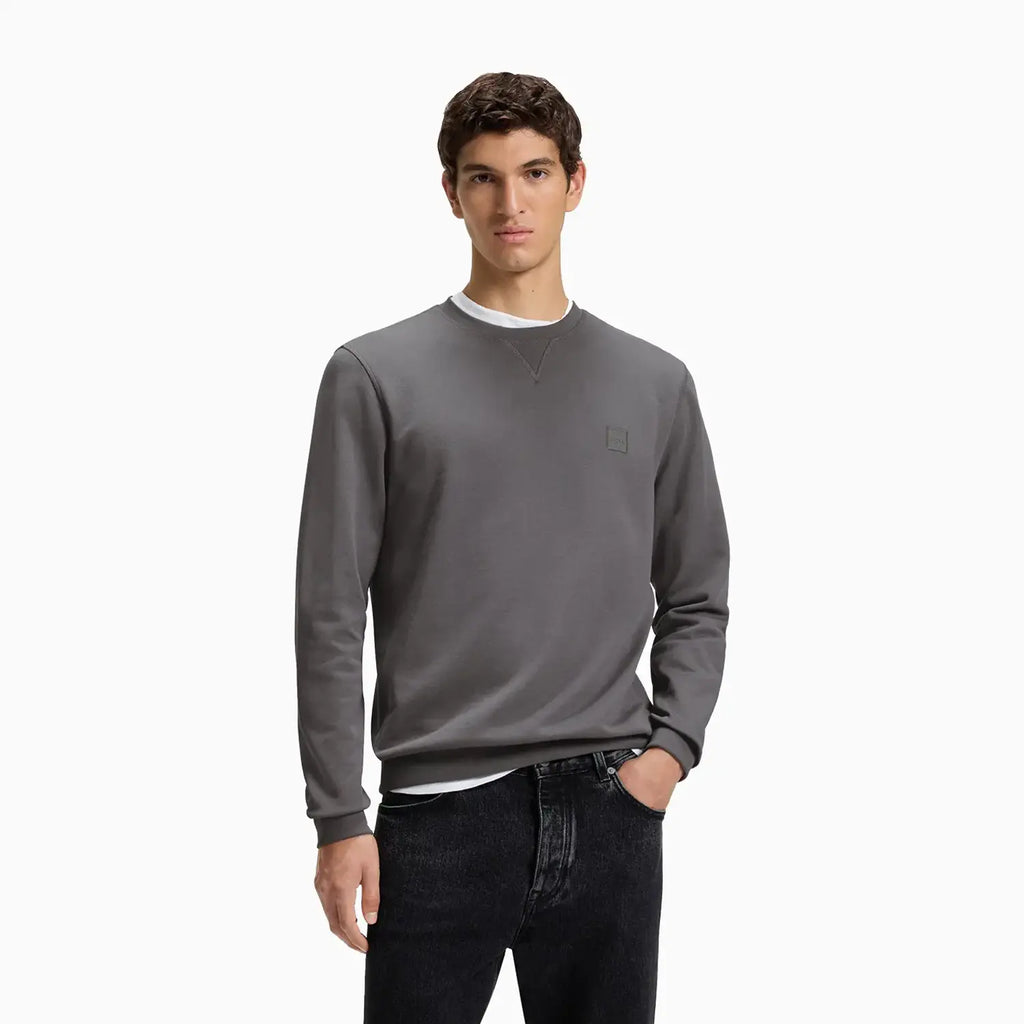 Men's Cotton Terry Sweatshirt with Logo Patch