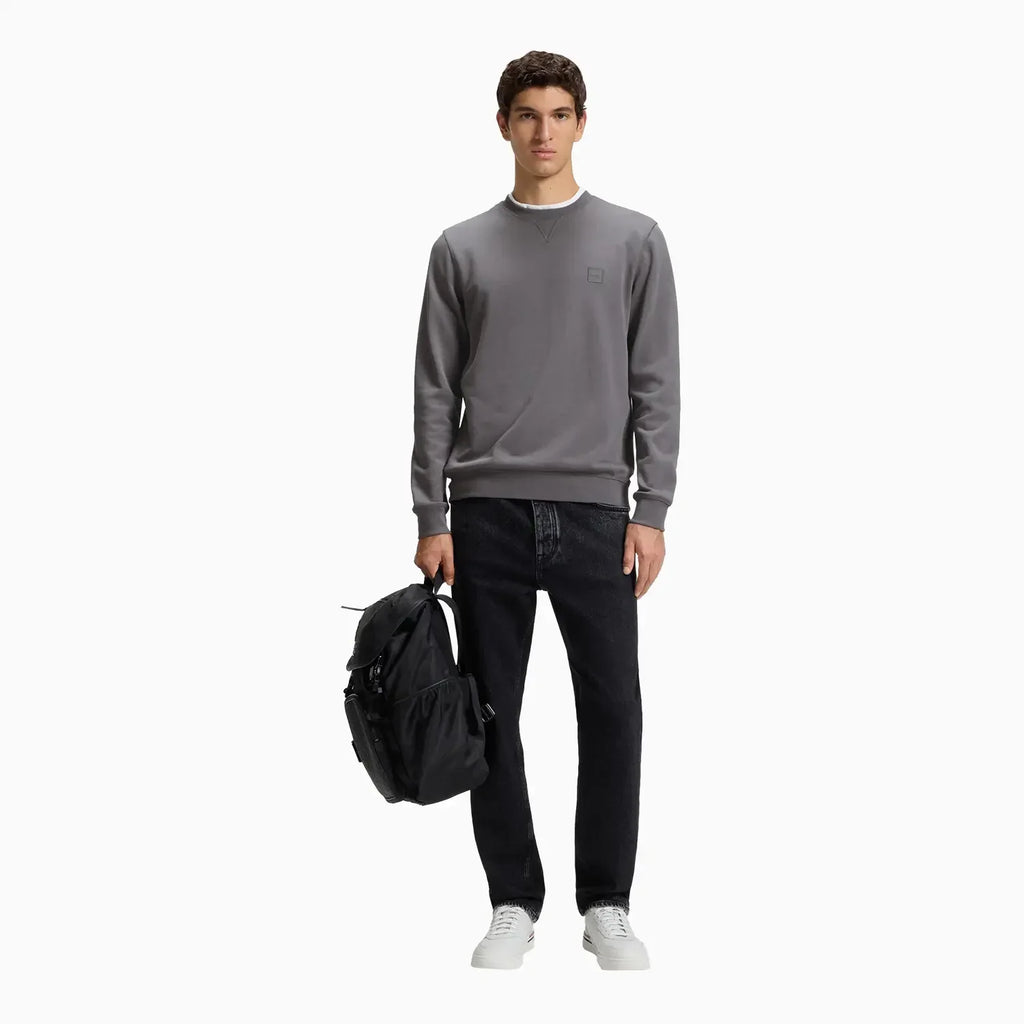 Men's Cotton Terry Sweatshirt with Logo Patch