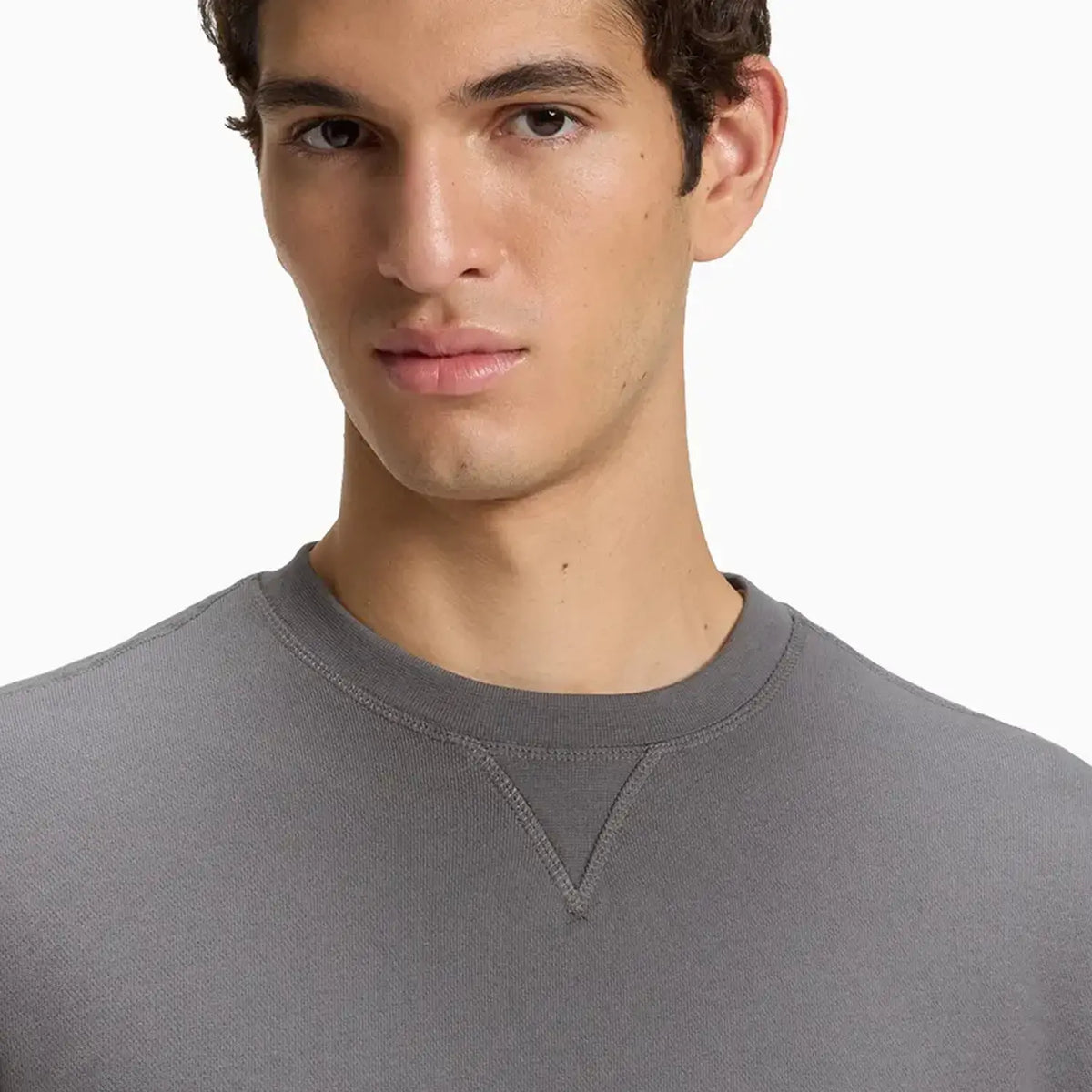 Men's Cotton Terry Sweatshirt with Logo Patch