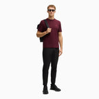 Camiseta de hombre de algodón elástico de corte regular con logo en contraste