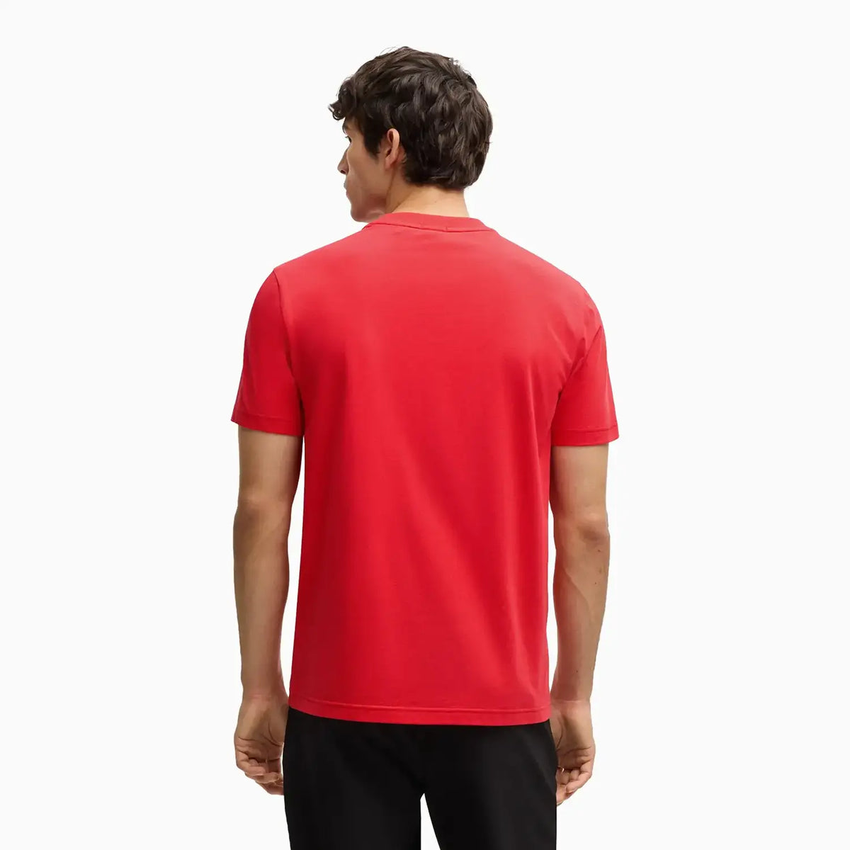Camiseta de hombre de algodón elástico de corte regular con logo en contraste