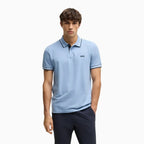 Polo elástico de algodón de corte slim para hombre con logo
