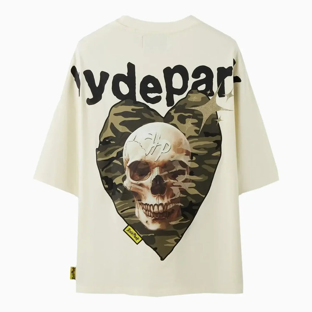Camiseta de camuflaje de corazón con calavera para hombre