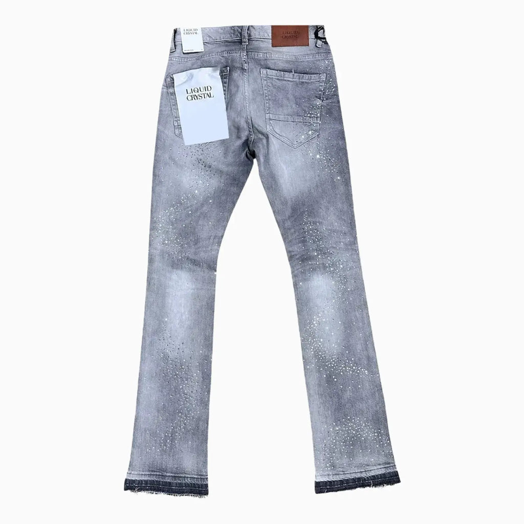 Pantalon en jean empilé à petits et grands cristaux liquides pour homme