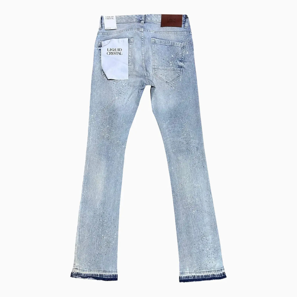 Pantalon en jean empilé à petits et grands cristaux liquides pour homme