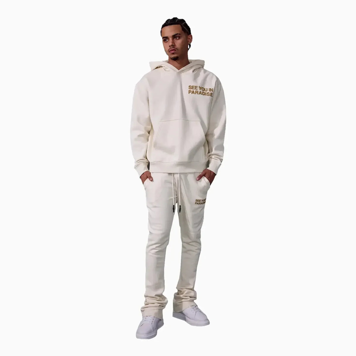 Conjunto de sudadera y pantalón de chándal de felpa SYIP para hombre