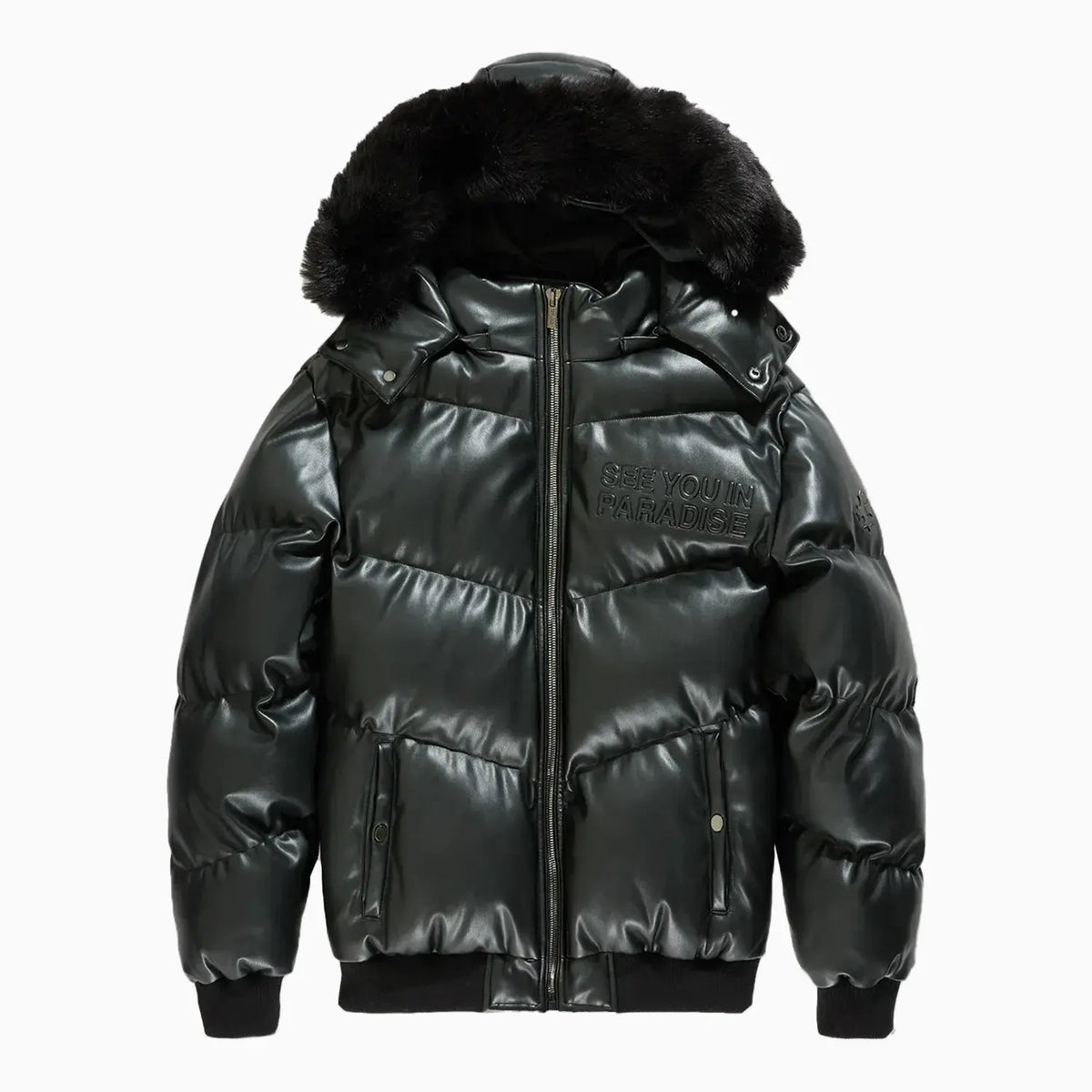 Chaqueta de plumón de PU con relieve SYIP para hombre