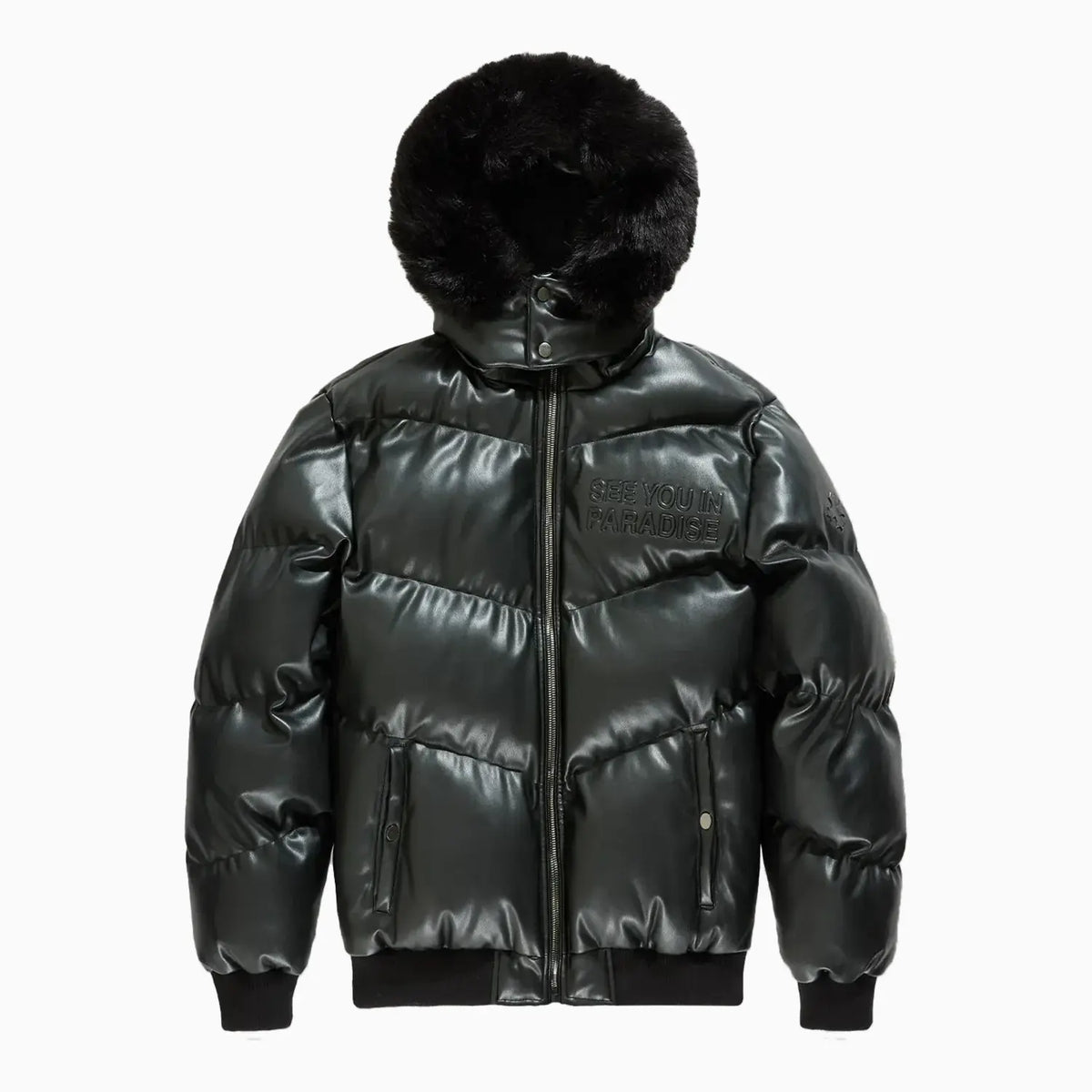 Chaqueta de plumón de PU con relieve SYIP para hombre